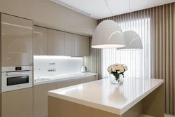 Kitchen design with beige facades