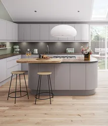 Kitchen design gray white wood