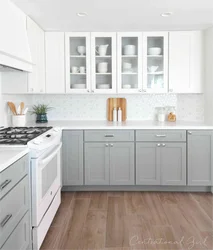 Kitchen design gray white wood