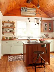 Kitchen design at the dacha in a wooden house with your own