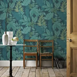 Wallpaper With Leaves In The Kitchen Interior