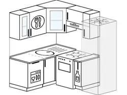 Corner Kitchen Design With Refrigerator And Dishwasher