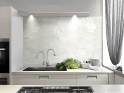 Kitchen apron made of marble tiles design