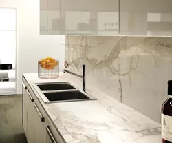Kitchen apron made of marble tiles design