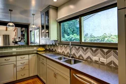 Kitchen design along the window for home