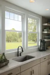 Kitchen design along the window for home