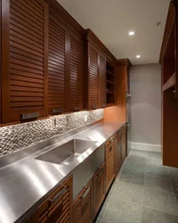 Slatted panels in the kitchen photo