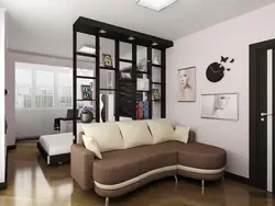 Design of a one-room apartment with a bed and a wardrobe