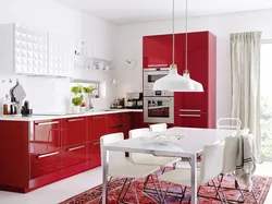 Kitchen interior with red walls