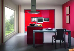 Kitchen Interior With Red Walls