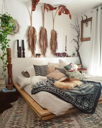 Boho style in the bedroom interior