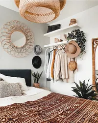 Boho style in the bedroom interior