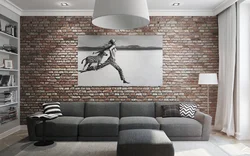 Дизайн кирпичной стены в интерьере в гостиной фото