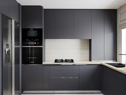 Corner Kitchen Design In Gray Tones