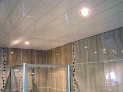 Ceiling design with panels in the bathroom