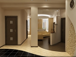 Design Of A Living Room With A Kitchen And A Corridor In The House