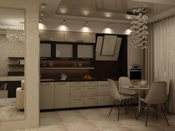 Design of a living room with a kitchen and a corridor in the house