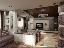 Design Of A Living Room With A Kitchen And A Corridor In The House