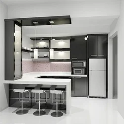 9 м кв угловая кухня с барной стойкой дизайн фото