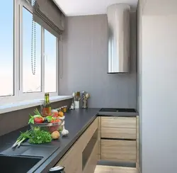 Modern kitchen designs in an apartment with a balcony