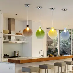 Mətbəx fotoşəkili üçün tavan asma lampaları