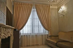 Living room interior curtains with fringe