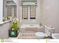 Interior with plants in the bathroom
