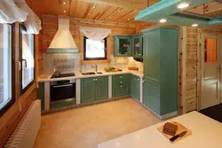 Kitchen design in a small wooden house