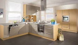 Beige appliances in the kitchen interior