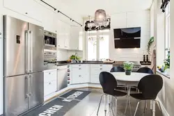 Интерьер Дизайн Кухни С Белым Холодильником