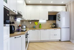 Interior Design Of Kitchen With White Refrigerator