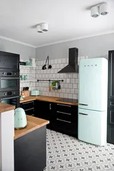 Interior Design Of Kitchen With White Refrigerator