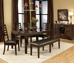 Kitchen design with brown chairs