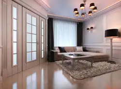 Living room interior if there is a door in the room