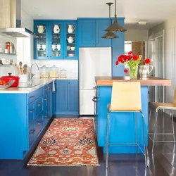 Kitchen Design Blue Refrigerator