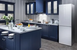 Kitchen Design Blue Refrigerator