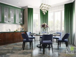 Emerald Curtains In The Kitchen Interior