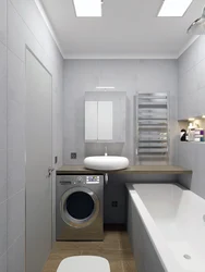 Bathroom renovation design photo without toilet with washing machine