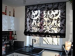 Black curtains in the kitchen photo