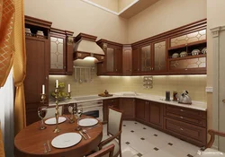 Apartment design with brown kitchen