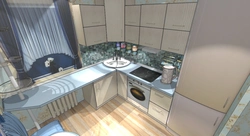Угловая кухня дизайн с холодильником и окном