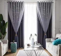 Curtains for the living room in a modern style photo in the apartment