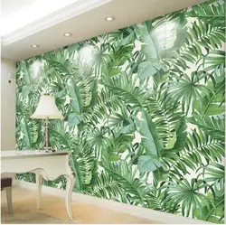 Bedroom design wallpaper leaves