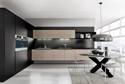 Kitchen Interior Beige And Black