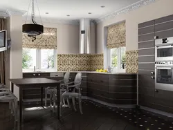 Kitchen interior beige and black