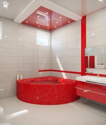 Красный туалет с ванной дизайн