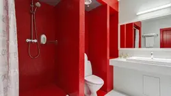 Red Toilet With Bathtub Design