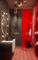 Red toilet with bathtub design