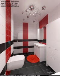 Красный туалет с ванной дизайн