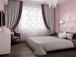 Tulle in the bedroom in a modern style without curtains photo